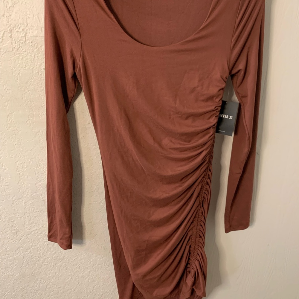 Rusted Brown/ Mauve Ruched Dress